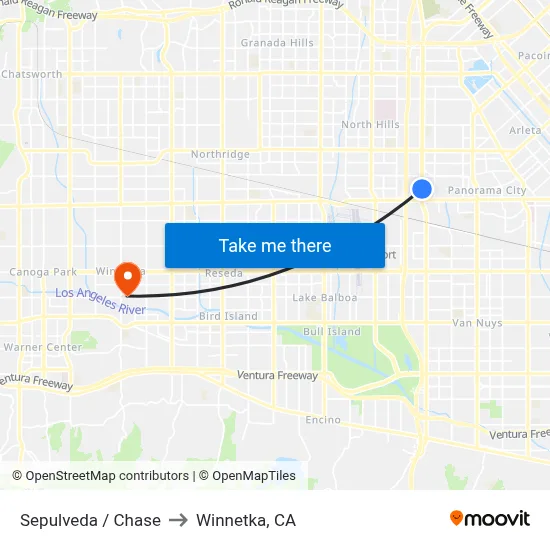 Sepulveda / Chase to Winnetka, CA map