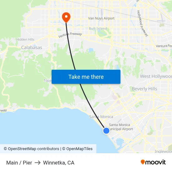 Main / Pier to Winnetka, CA map