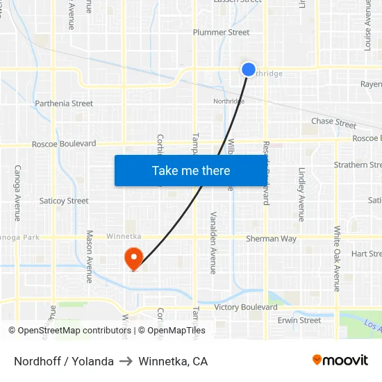 Nordhoff / Yolanda to Winnetka, CA map