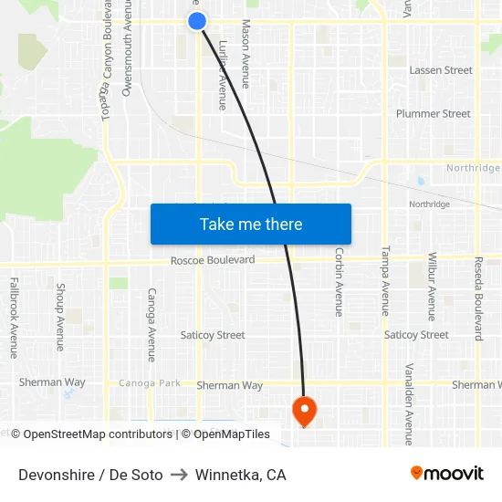 Devonshire / De Soto to Winnetka, CA map