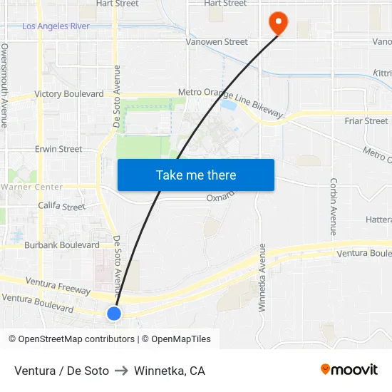 Ventura / De Soto to Winnetka, CA map