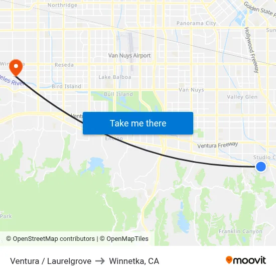 Ventura / Laurelgrove to Winnetka, CA map