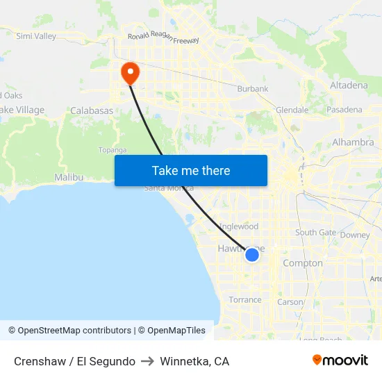Crenshaw / El Segundo to Winnetka, CA map
