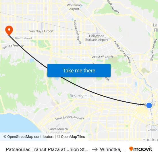 Patsaouras Transit Plaza at Union Station to Winnetka, CA map