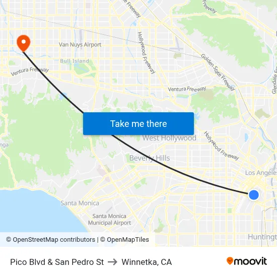 Pico Blvd & San Pedro St to Winnetka, CA map