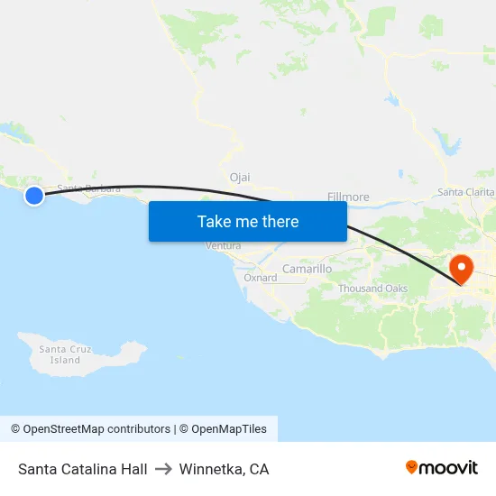Santa Catalina Hall to Winnetka, CA map