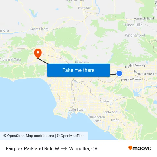Fairplex Park and Ride W to Winnetka, CA map