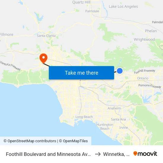 Foothill Boulevard and Minnesota Avenue to Winnetka, CA map