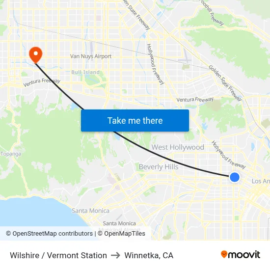 Wilshire / Vermont Station to Winnetka, CA map