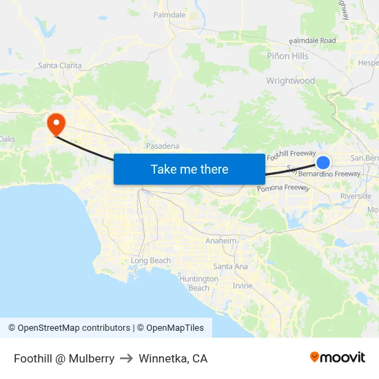 Foothill @ Mulberry to Winnetka, CA map