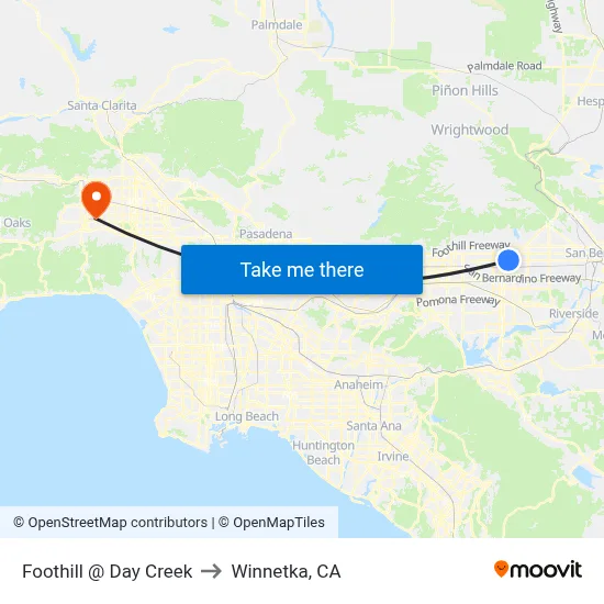 Foothill @ Day Creek to Winnetka, CA map