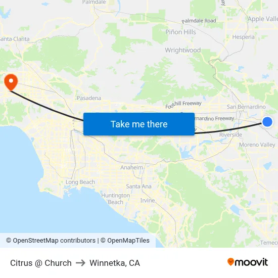 Citrus @ Church to Winnetka, CA map