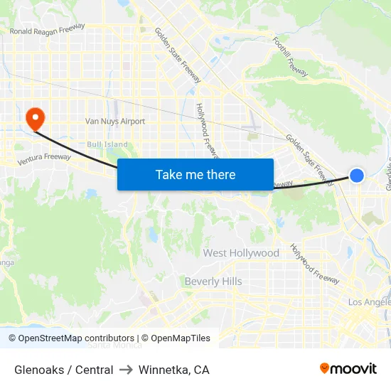 Glenoaks / Central to Winnetka, CA map