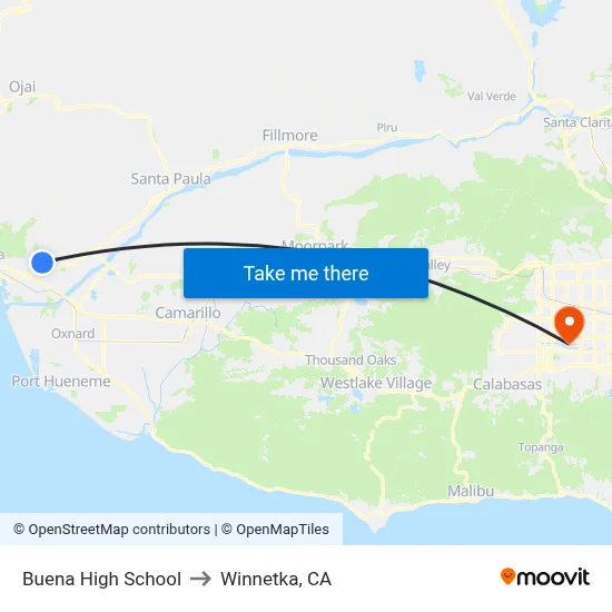 Buena High School to Winnetka, CA map