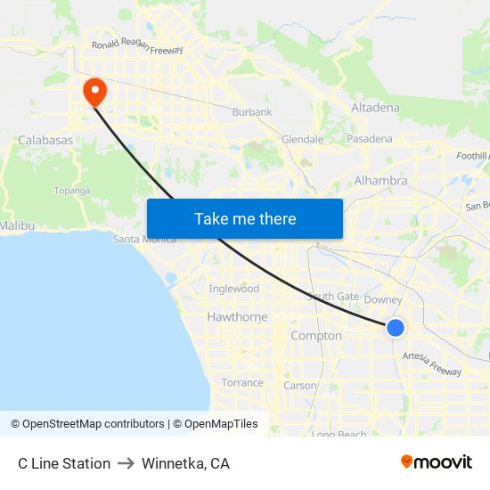 C Line Station to Winnetka, CA map