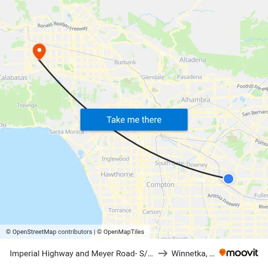 Imperial Highway and Meyer Road- S/W Cor to Winnetka, CA map
