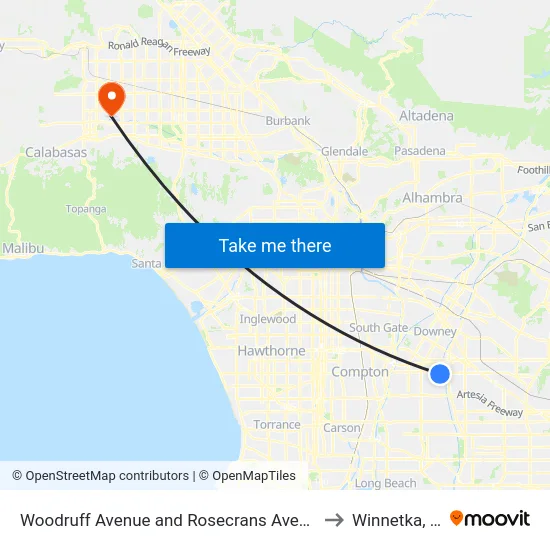 Woodruff Avenue and Rosecrans Avenue - S to Winnetka, CA map