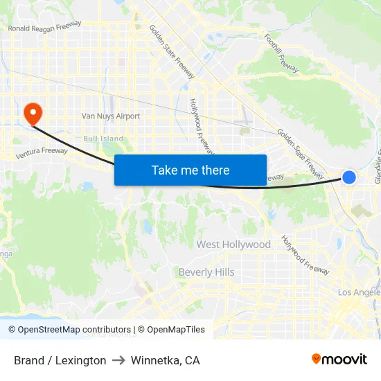 Brand / Lexington to Winnetka, CA map