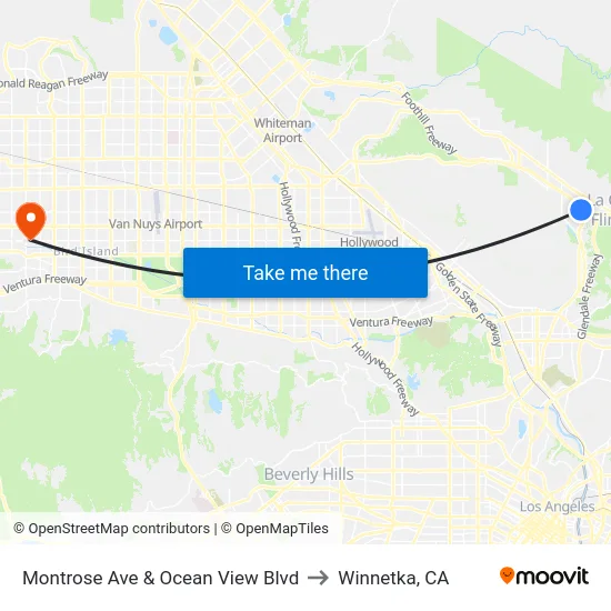 Montrose Ave & Ocean View Blvd to Winnetka, CA map