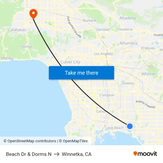 Beach Dr & Dorms N to Winnetka, CA map