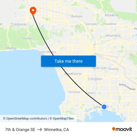 7th & Orange SE to Winnetka, CA map
