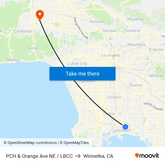 PCH & Orange Ave NE / LBCC to Winnetka, CA map