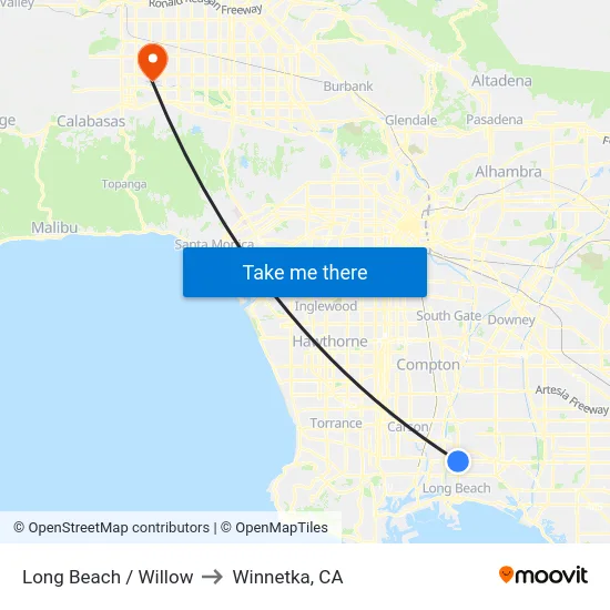 Long Beach / Willow to Winnetka, CA map
