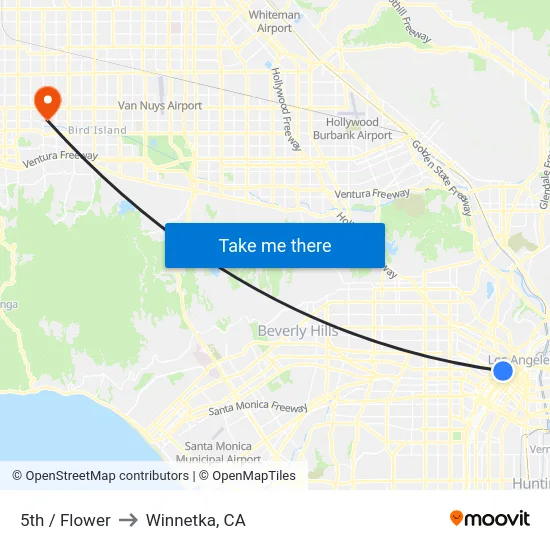 5th / Flower to Winnetka, CA map