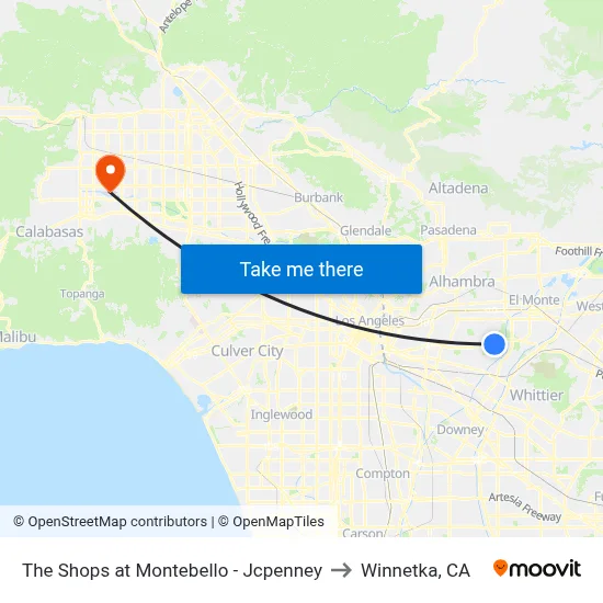 The Shops at Montebello - Jcpenney to Winnetka, CA map