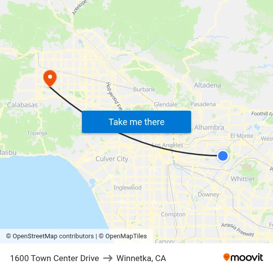1600 Town Center Drive to Winnetka, CA map