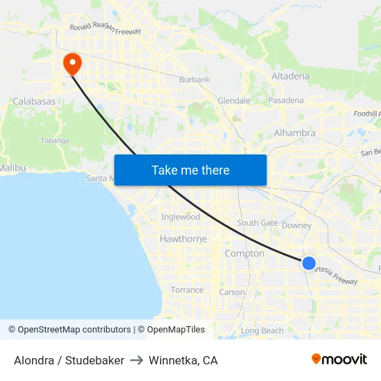 Alondra / Studebaker to Winnetka, CA map