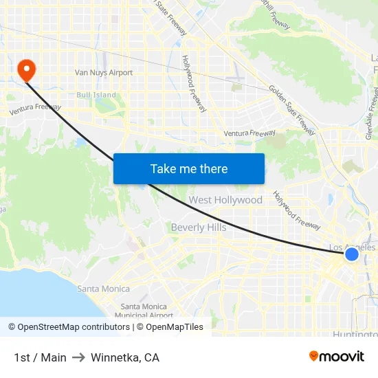 1st / Main to Winnetka, CA map