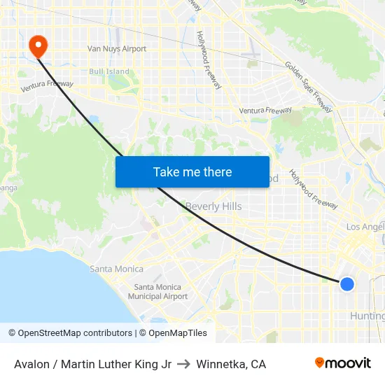 Avalon / Martin Luther King Jr to Winnetka, CA map