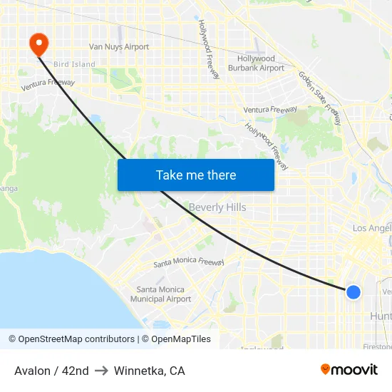 Avalon / 42nd to Winnetka, CA map