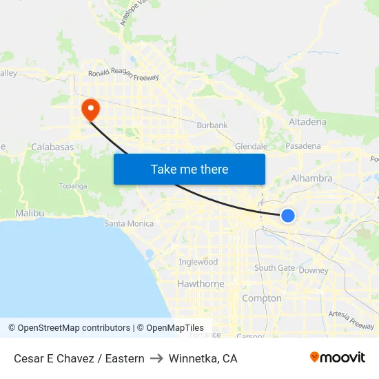 Cesar E Chavez / Eastern to Winnetka, CA map