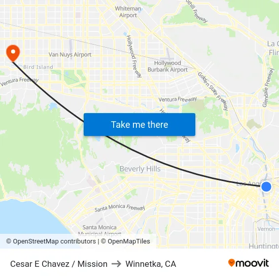 Cesar E Chavez / Mission to Winnetka, CA map
