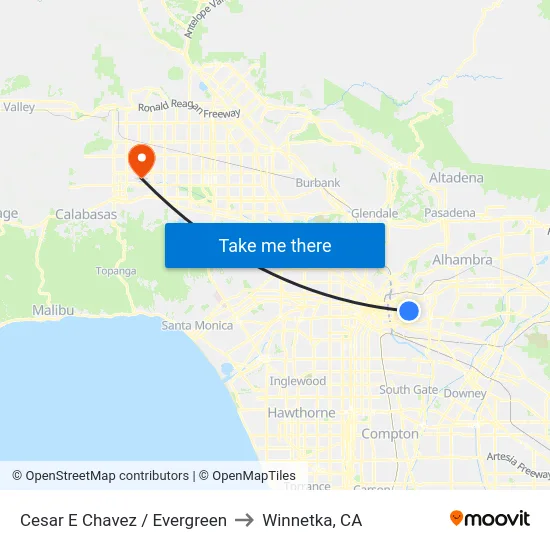 Cesar E Chavez / Evergreen to Winnetka, CA map