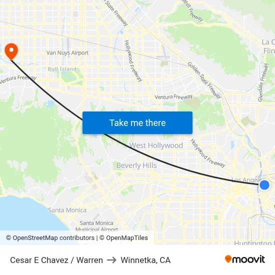 Cesar E Chavez / Warren to Winnetka, CA map
