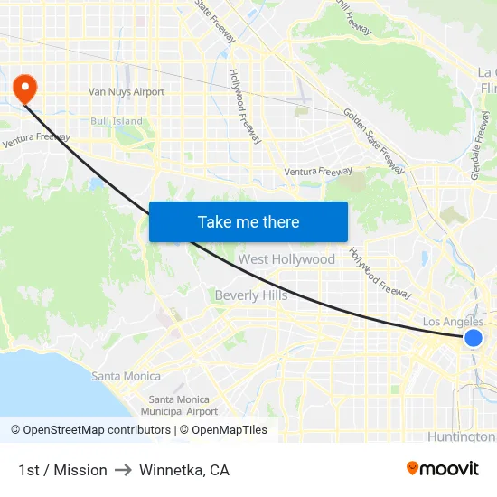 1st / Mission to Winnetka, CA map