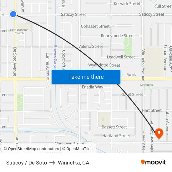 Saticoy / De Soto to Winnetka, CA map