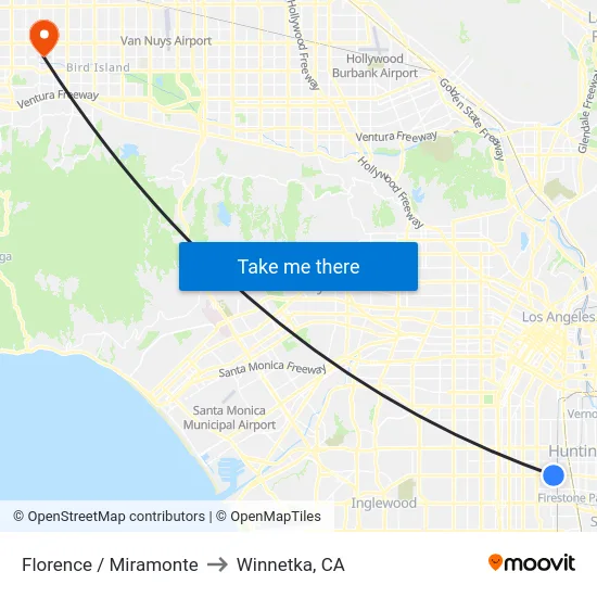 Florence / Miramonte to Winnetka, CA map