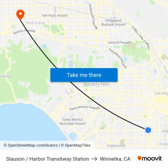 Slauson / Harbor Transitway Station to Winnetka, CA map