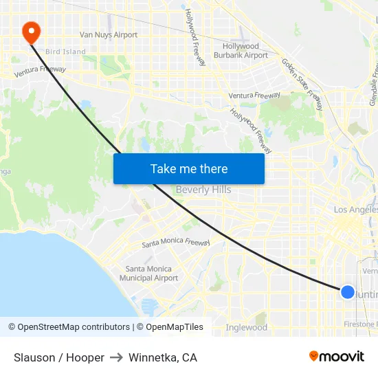 Slauson / Hooper to Winnetka, CA map