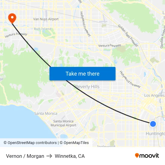 Vernon / Morgan to Winnetka, CA map