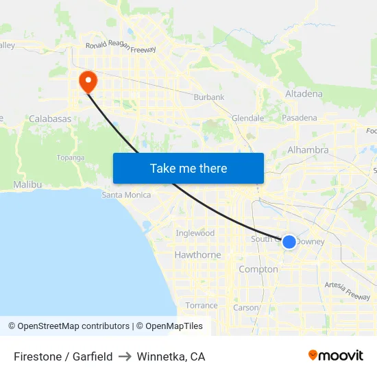 Firestone / Garfield to Winnetka, CA map