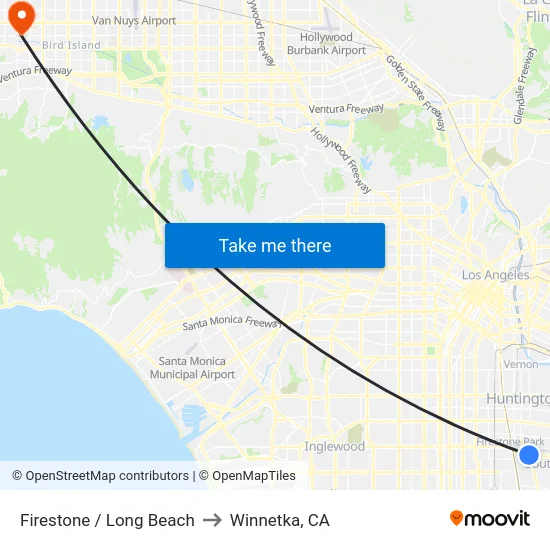 Firestone / Long Beach to Winnetka, CA map