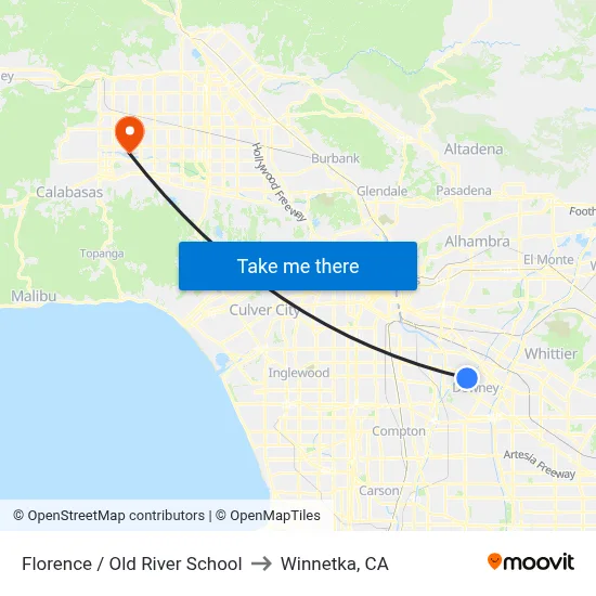 Florence / Old River School to Winnetka, CA map