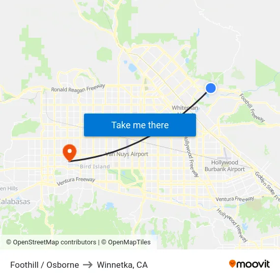 Foothill / Osborne to Winnetka, CA map