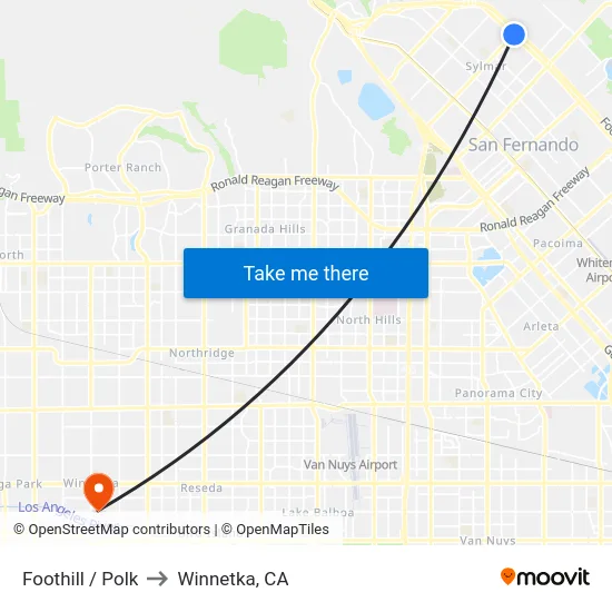 Foothill / Polk to Winnetka, CA map