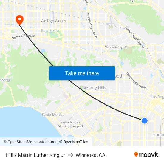 Hill / Martin Luther King Jr to Winnetka, CA map